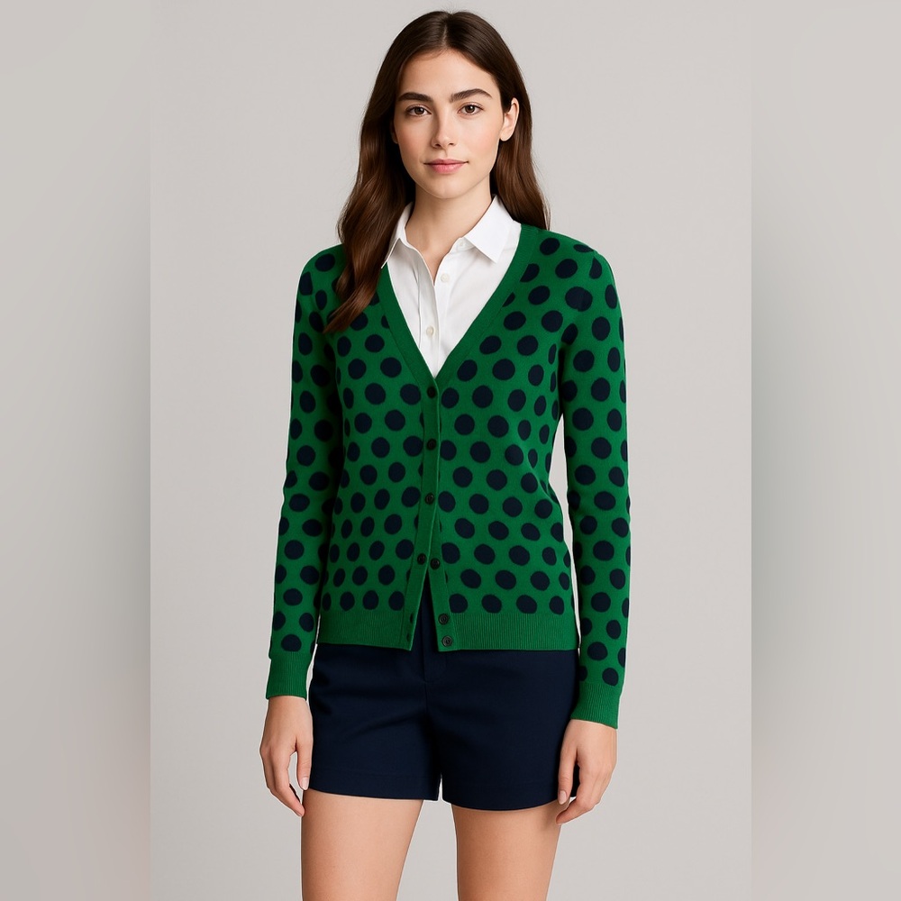 Liz Clairborne polka dot button front sweater cardigan size XS